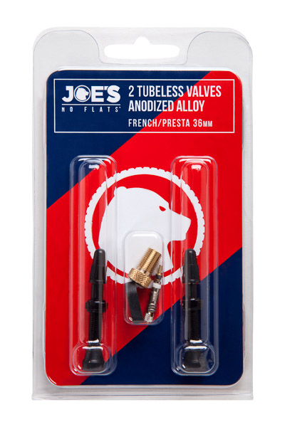 Joe’s 2 Tubeless Black Anodize Alloy French/Presta Valves 36 mm