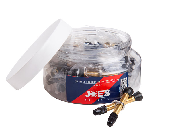 Joe’s 20 Pairs Tubeless French/Presta valves 48 mm- in a jar